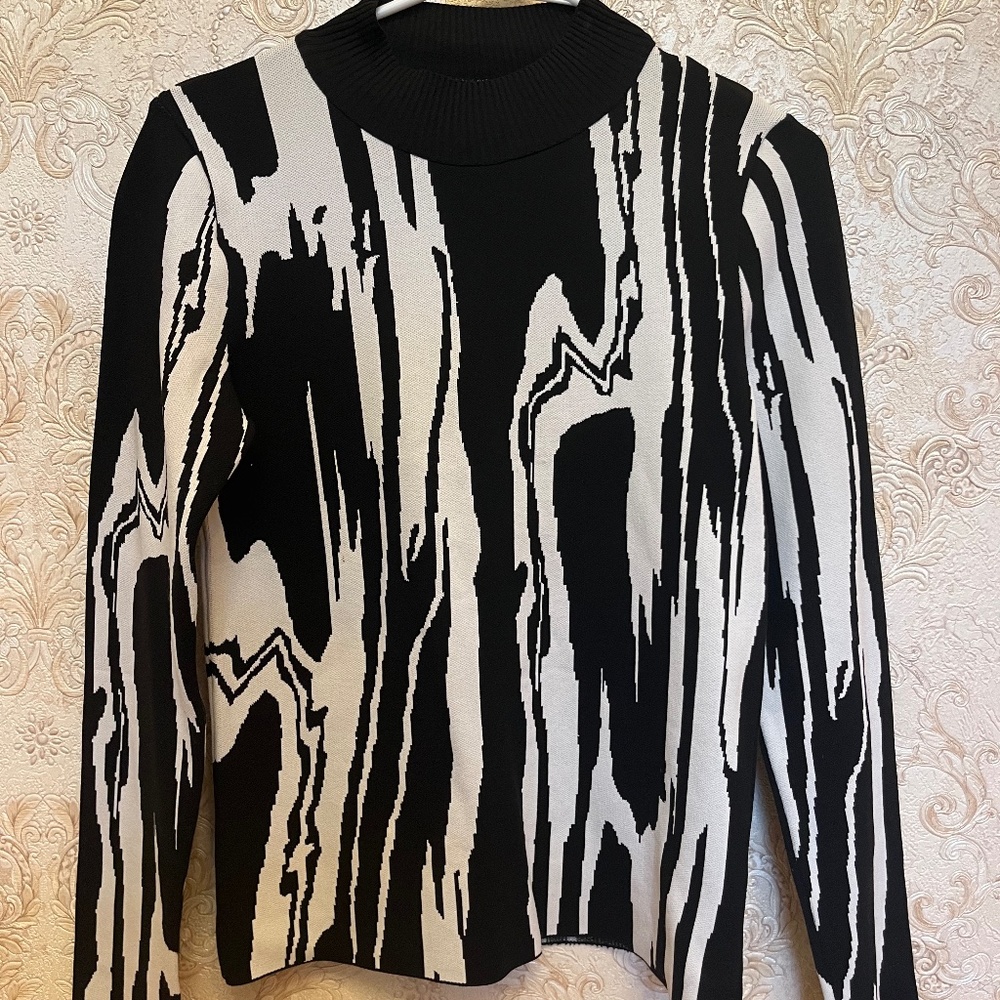 River Island Wide black and white ribbed sweater